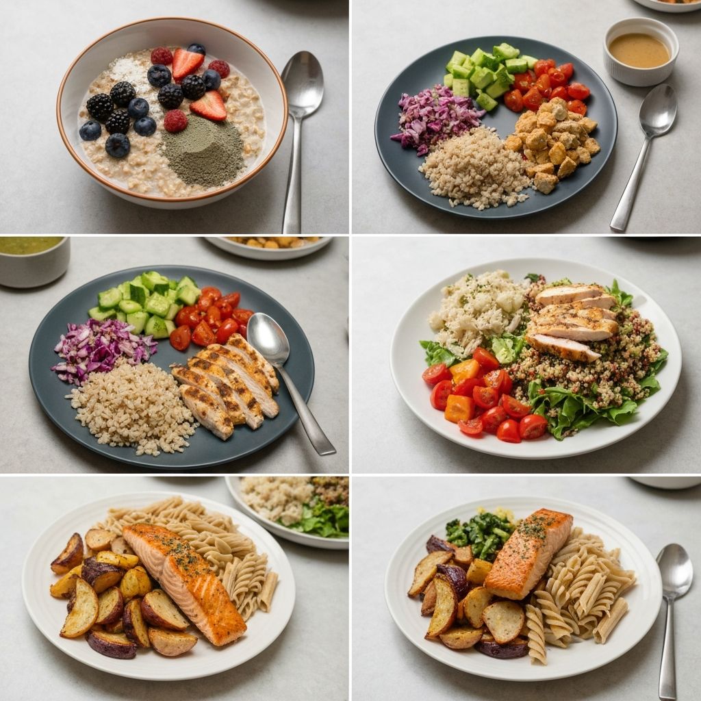 Exempel på balanserade måltider för frukost, lunch och middag